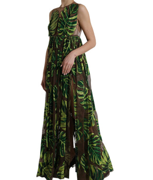 Dolce &amp; Gabbana Elegante vestido evasé sin mangas en mezcla de seda