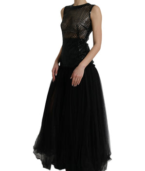Dolce &amp; Gabbana Elegant Black Sequined Evening Dress