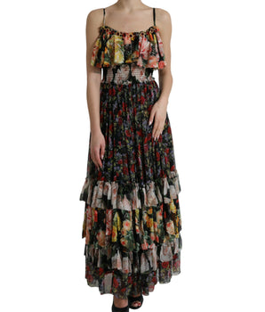 Dolce &amp; Gabbana Vestido largo floral de seda vibrante