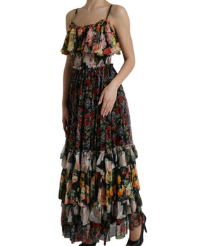 Dolce &amp; Gabbana Vestido largo floral de seda vibrante