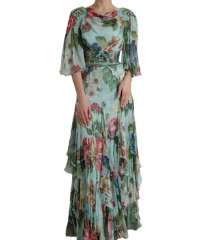 Dolce &amp; Gabbana Elegant Floral Silk Long Dress