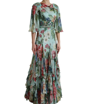 Dolce &amp; Gabbana Elegant Floral Silk Long Dress