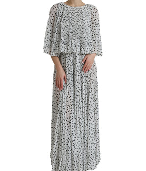 Dolce &amp; Gabbana White Polka Dot A-line Pleasant Maxi Dress