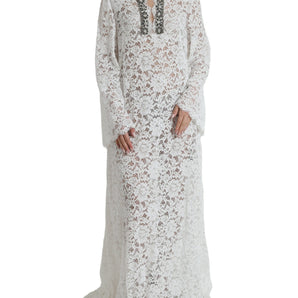 Dolce &amp; Gabbana Elegant White Shift Dress with Crystal Embellishment