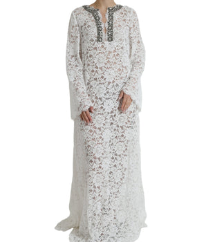 Dolce &amp; Gabbana Elegant White Shift Dress with Crystal Embellishment