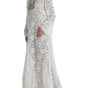 Dolce & Gabbana Elegant White Shift Dress with Crystal Embellishment