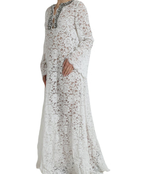 Dolce &amp; Gabbana Elegant White Shift Dress with Crystal Embellishment