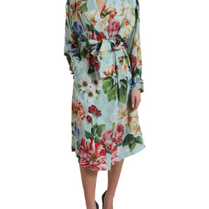 Dolce &amp; Gabbana Elegant Floral Silk Trench Jacket