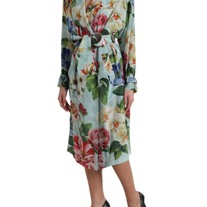 Dolce &amp; Gabbana Elegant Floral Silk Trench Jacket