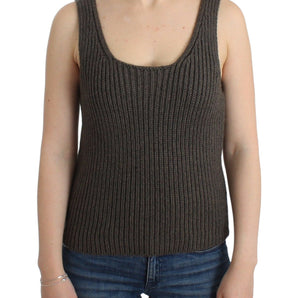 Ermanno Scervino Chic Top de punto gris con cuello redondo