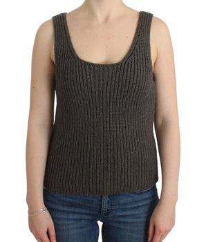 Ermanno Scervino Chic Gray Knit Crew Neck Top Ermanno Scervino 
