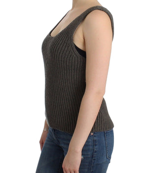 Ermanno Scervino Chic Gray Knit Crew Neck Top Ermanno Scervino 