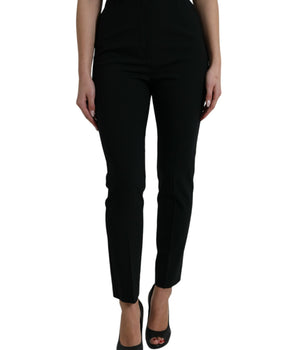 Dolce &amp; Gabbana Elegantes pantalones cónicos de lana con cintura alta