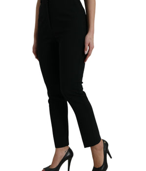 Dolce &amp; Gabbana Elegantes pantalones cónicos de lana con cintura alta