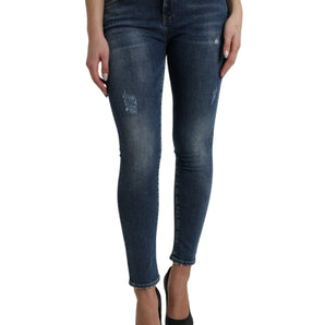 Dolce & Gabbana Elegant Mid Waist Stretch Jeans in Blue