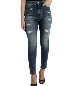 Dolce &amp; Gabbana Vaqueros elegantes de denim elástico con cintura alta