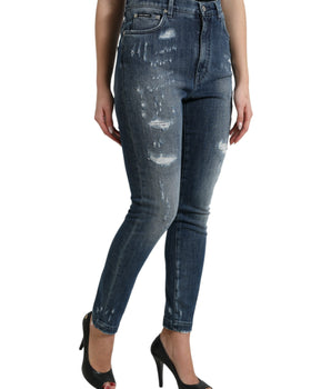 Dolce &amp; Gabbana Vaqueros elegantes de denim elástico con cintura alta