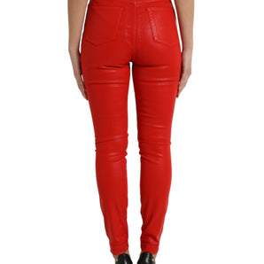 Dolce & Gabbana Elegant High-Waist Stretch Denim in Red