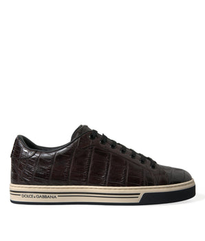 Dolce & Gabbana Brown Croc Exotic Leather Men Casual Sneakers Shoes