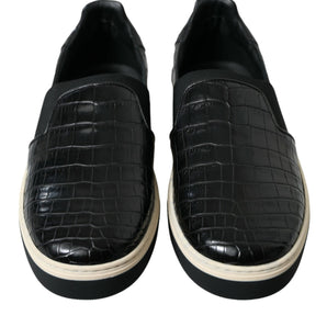 Dolce &amp; Gabbana Elegant Crocodile Leather Low-Top Sneakers