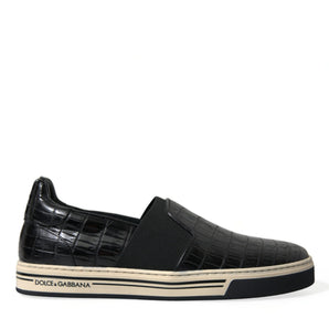 Dolce &amp; Gabbana Elegant Crocodile Leather Low-Top Sneakers