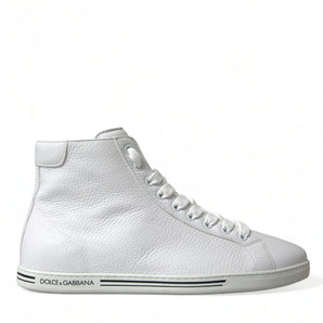 Dolce & Gabbana Elegant White Leather High Top Sneakers