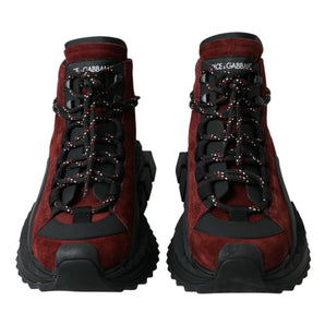 Dolce & Gabbana Burgundy Leather High Top Sneakers