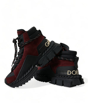 Dolce & Gabbana Burgundy Super King High Top Men Sneakers Shoes