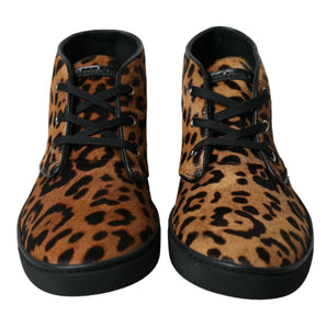 Dolce & Gabbana Elegant Leopard Print Mid-Top Sneakers