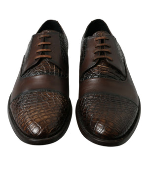 Dolce & Gabbana Brown Exotic Leather Lace Up Oxford Dress Shoes