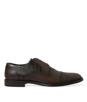 Dolce & Gabbana Brown Exotic Leather Lace Up Oxford Dress Shoes