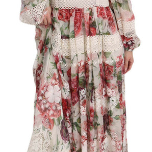 Dolce & Gabbana Elegant Floral Maxi Dress with Silk Lining