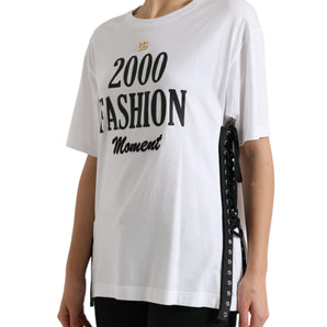 Dolce &amp; Gabbana Elegant White Lace-Up Cotton Tee