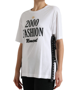 Dolce &amp; Gabbana Elegant White Lace-Up Cotton Tee