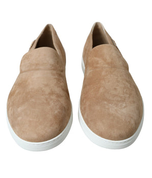 Dolce & Gabbana Beige Suede Caiman Men Loafers Slippers Shoes