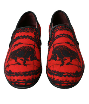 Dolce & Gabbana Red Black Torero Loafers Slippers Men Shoes