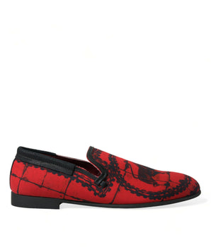 Dolce & Gabbana Red Black Torero Loafers Slippers Men Shoes
