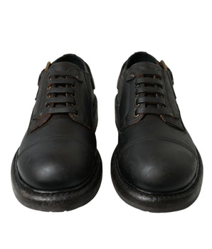 Dolce & Gabbana Brown Leather Lace Up Derby Men Dress Shoes