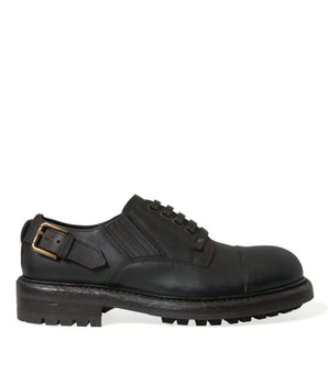 Dolce & Gabbana Brown Leather Lace Up Derby Men Dress Shoes