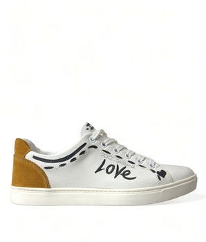 Dolce &amp; Gabbana White Leather LOVE Milano Men's Sneakers Shoes