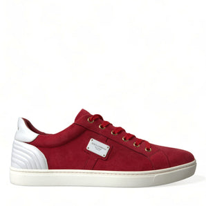 Dolce &amp; Gabbana Elegant Red &amp; White Low Top Sneakers