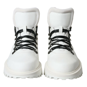 Dolce &amp; Gabbana Elegant White Leather Ankle Boots