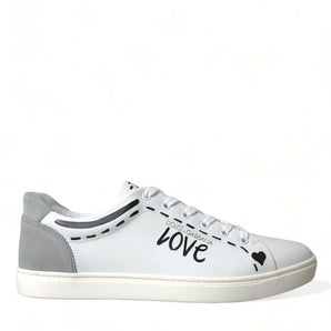 Dolce &amp; Gabbana Elegant White Calfskin Leather Sneakers