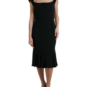 Dolce & Gabbana Elegant Black Stretch Cady Midi Dress