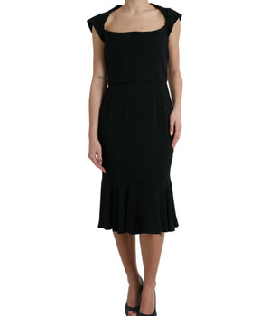 Dolce & Gabbana Black Cady Viscose Sleeveless Dress