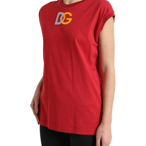 Dolce &amp; Gabbana Elegant Red Cotton Crew Neck Tank Top