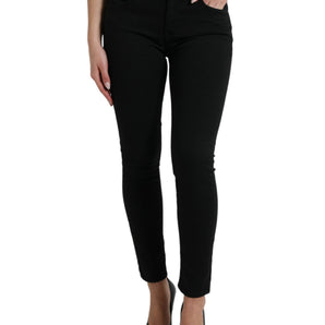 Dolce &amp; Gabbana Elegant Black Mid-Waist Stretch Jeans