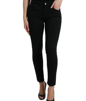 Dolce & Gabbana Black Cotton Mid Waist Skinny Denim Jeans
