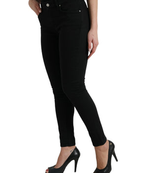 Dolce & Gabbana Black Cotton Mid Waist Skinny Denim Jeans