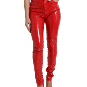 Dolce &amp; Gabbana High Waist Red Skinny Pants - Sleek and Chic